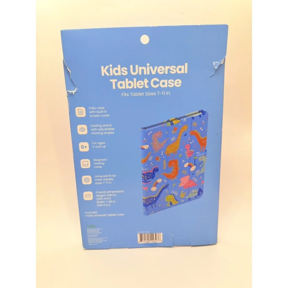 Heyday Kids Universal Tablet Case 7-11 in Blue Dinosaur Print Folio Stand New